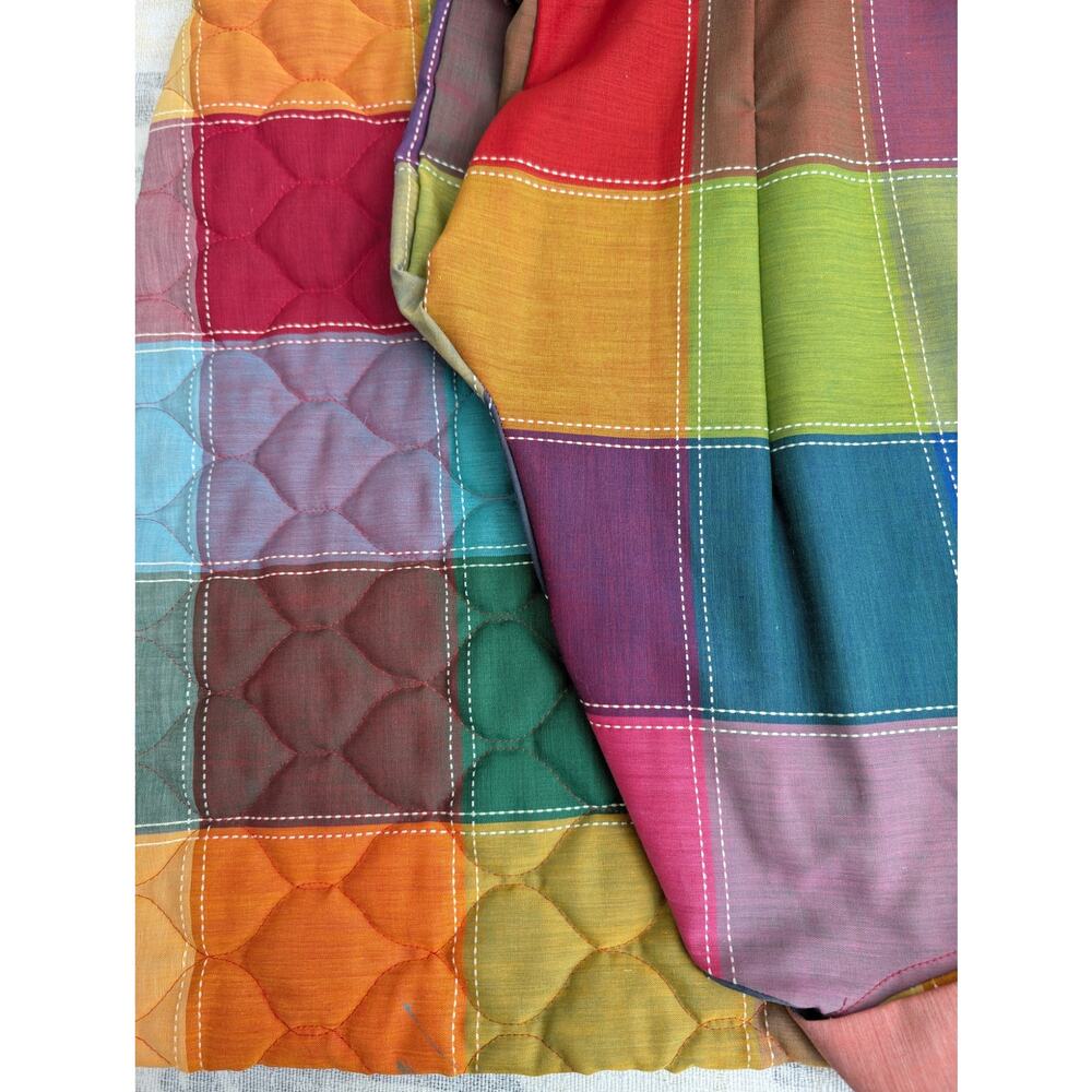 Penneys Loungewear 1970s Rainbow Patchwork Plaid Quilted House Dress Size Medium - Picture 7 of 12